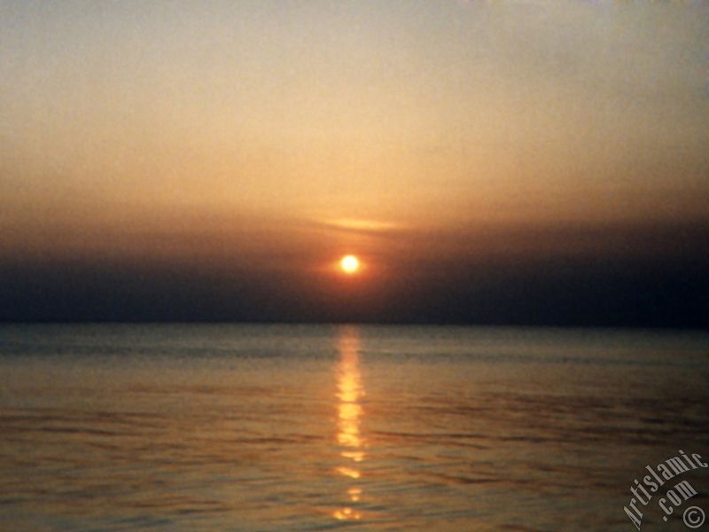 View of sunset at Guzelce shore in Istanbul city of Turkey.
